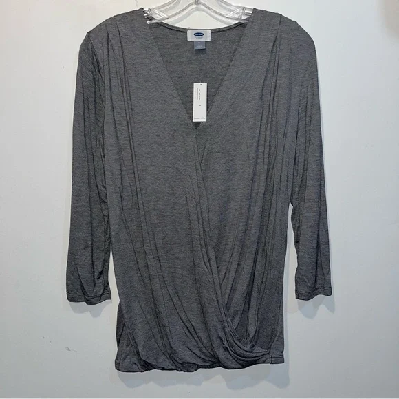 Old Navy Charcoal V-Neck Blouse - Picture 1 of 3